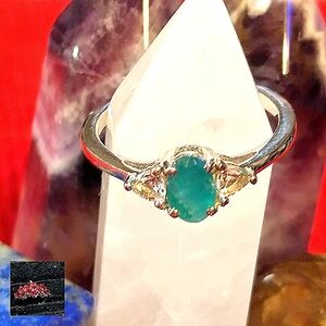 🔥GRANDIDERITE & WHITE TOPAZ, ON  THE SHOULDERS. STERLING.     SIZE 6.